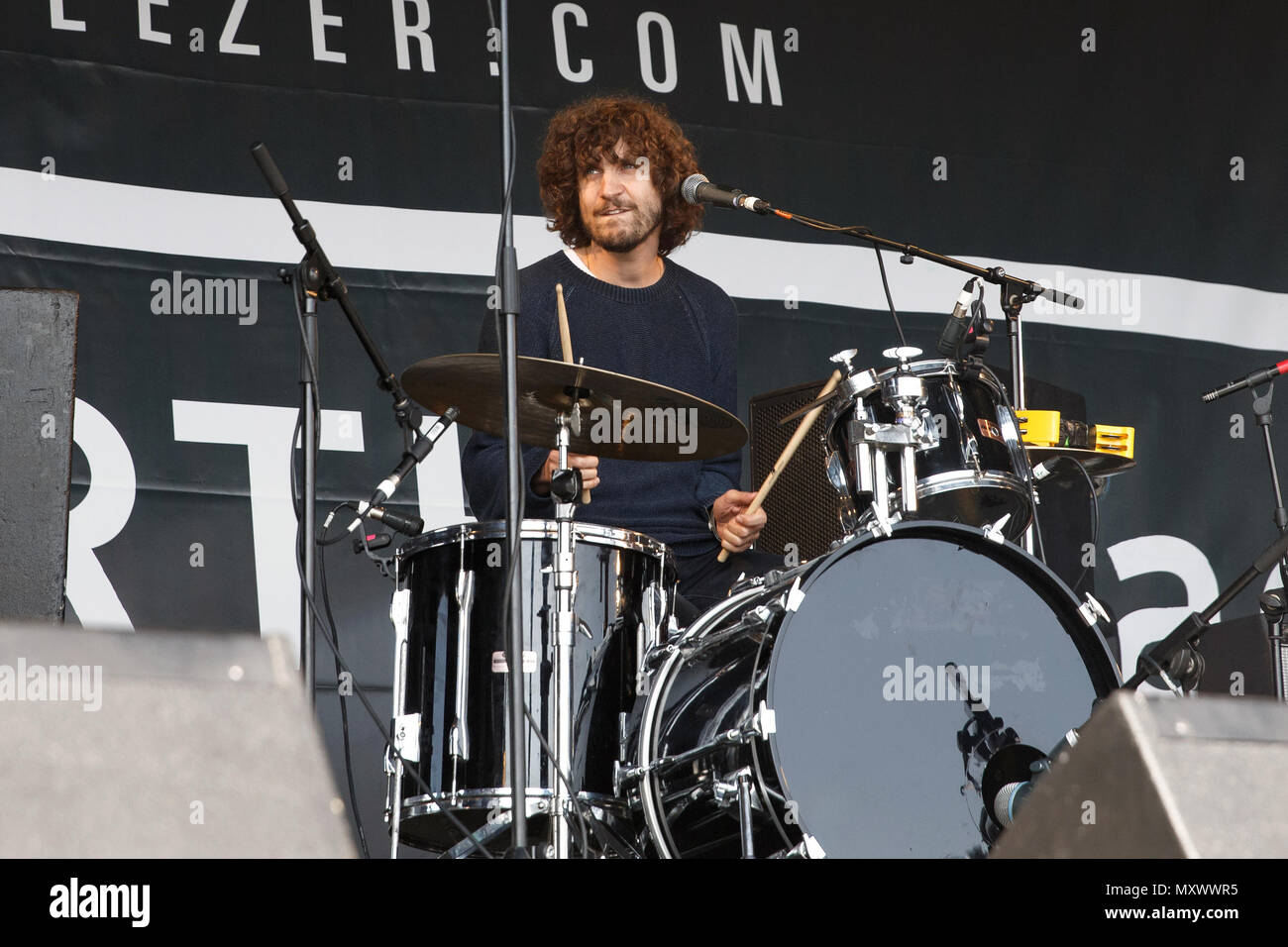 Julien Barbagallo, drummer of Tame Impala, performing live with his Barbagallo side project. Barbagallo live, Tame Impala drummer, Barbagallo in concert. Stock Photo