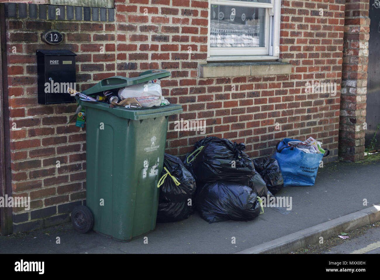 Rubbish, Wheelie bins, black bags , recycling Stock Photo Alamy