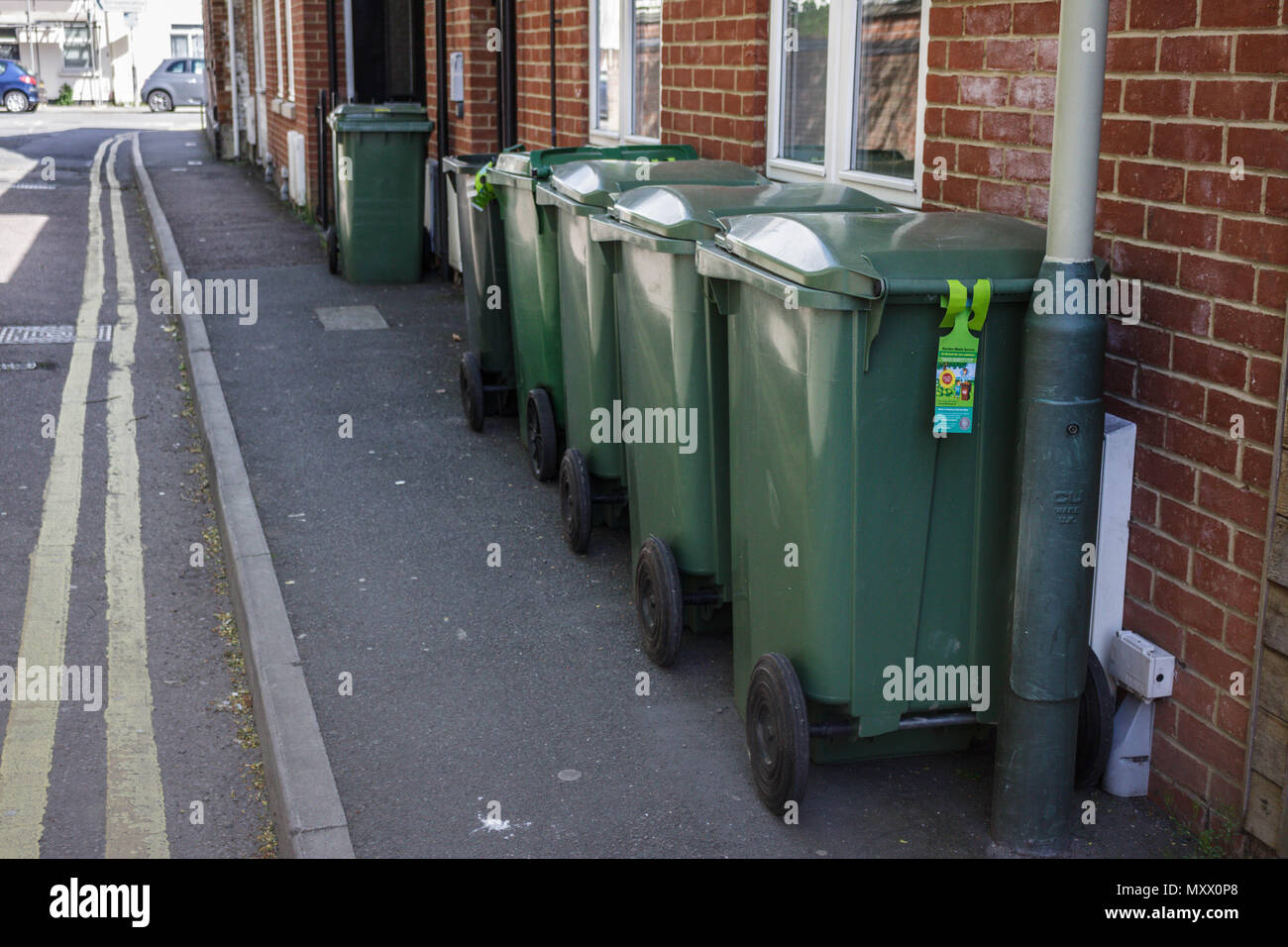 Rubbish, Wheelie bins, black bags , recycling Stock Photo Alamy