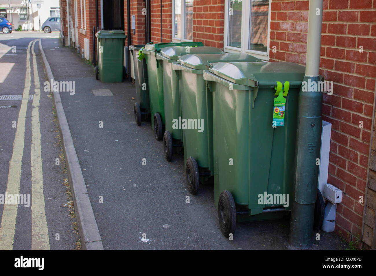 Rubbish, Wheelie bins, black bags , recycling Stock Photo Alamy