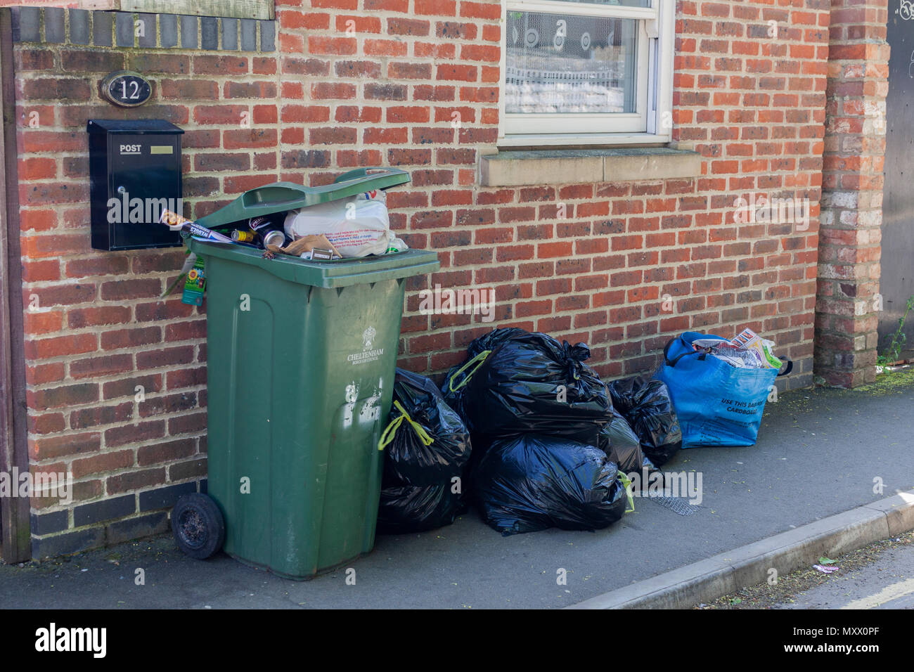Rubbish, Wheelie bins, black bags , recycling Stock Photo Alamy
