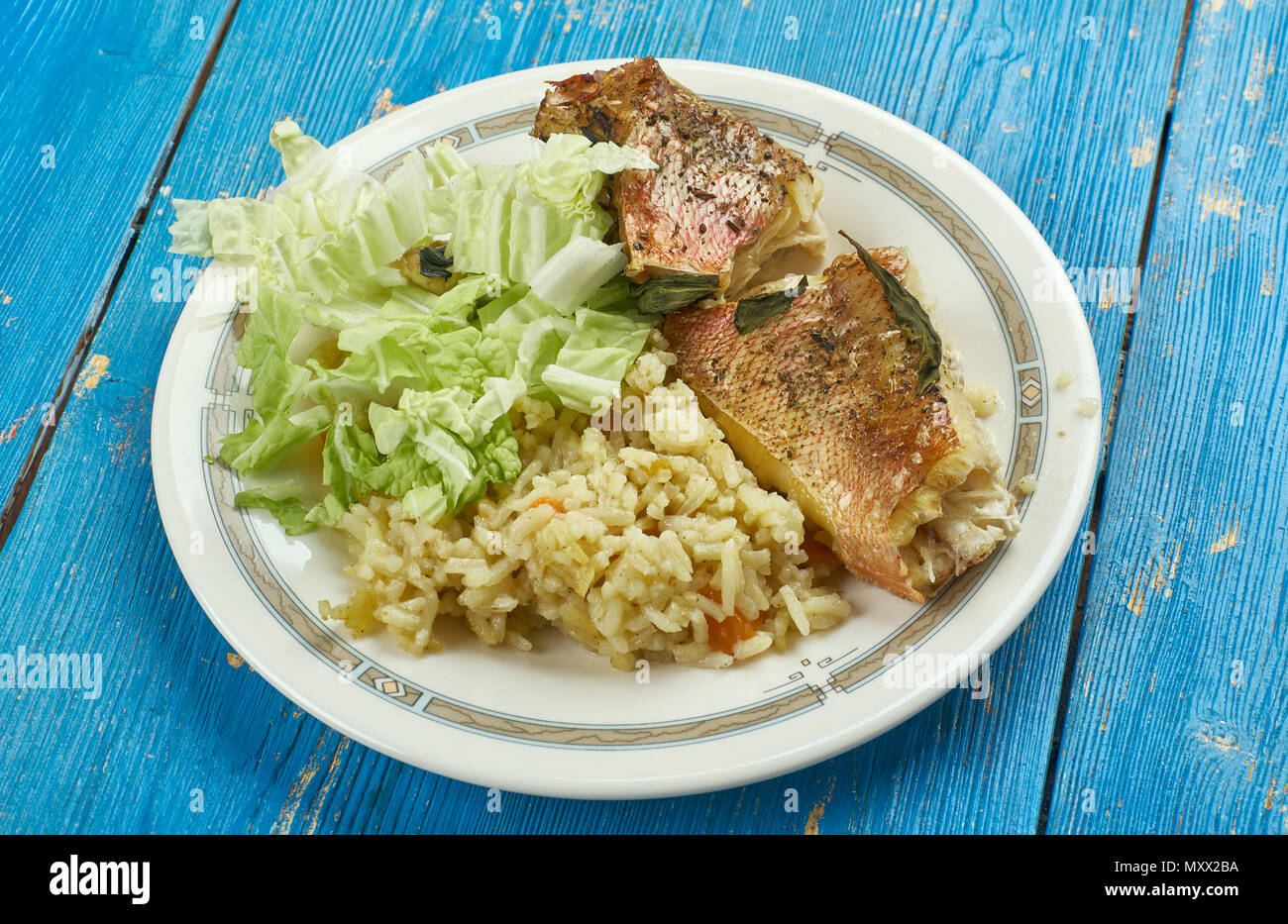 Jamaican Brown Stew Fish sea bass Stock Photo Alamy