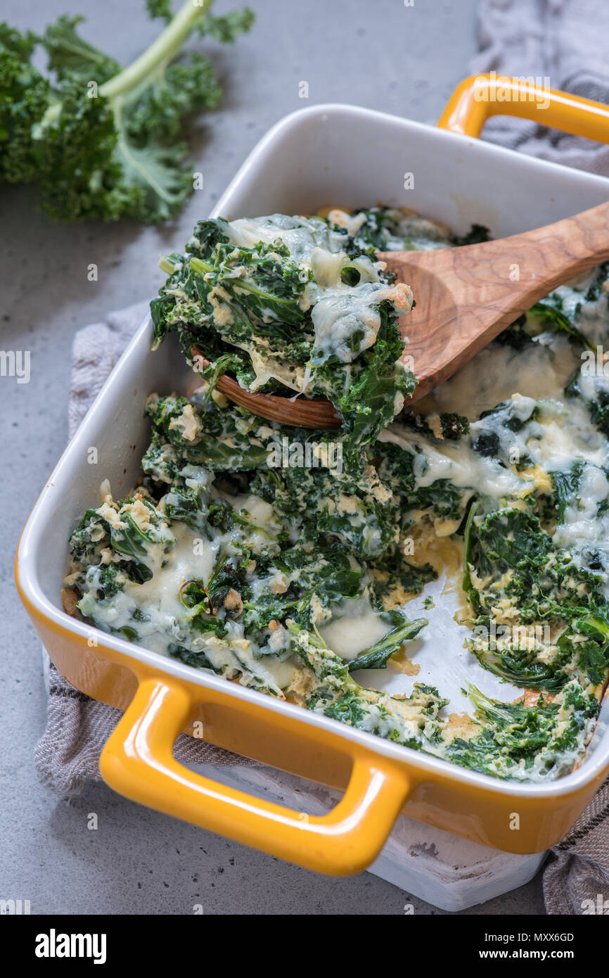 Kale Casserole with Eggs and Cheese Stock Photo Alamy