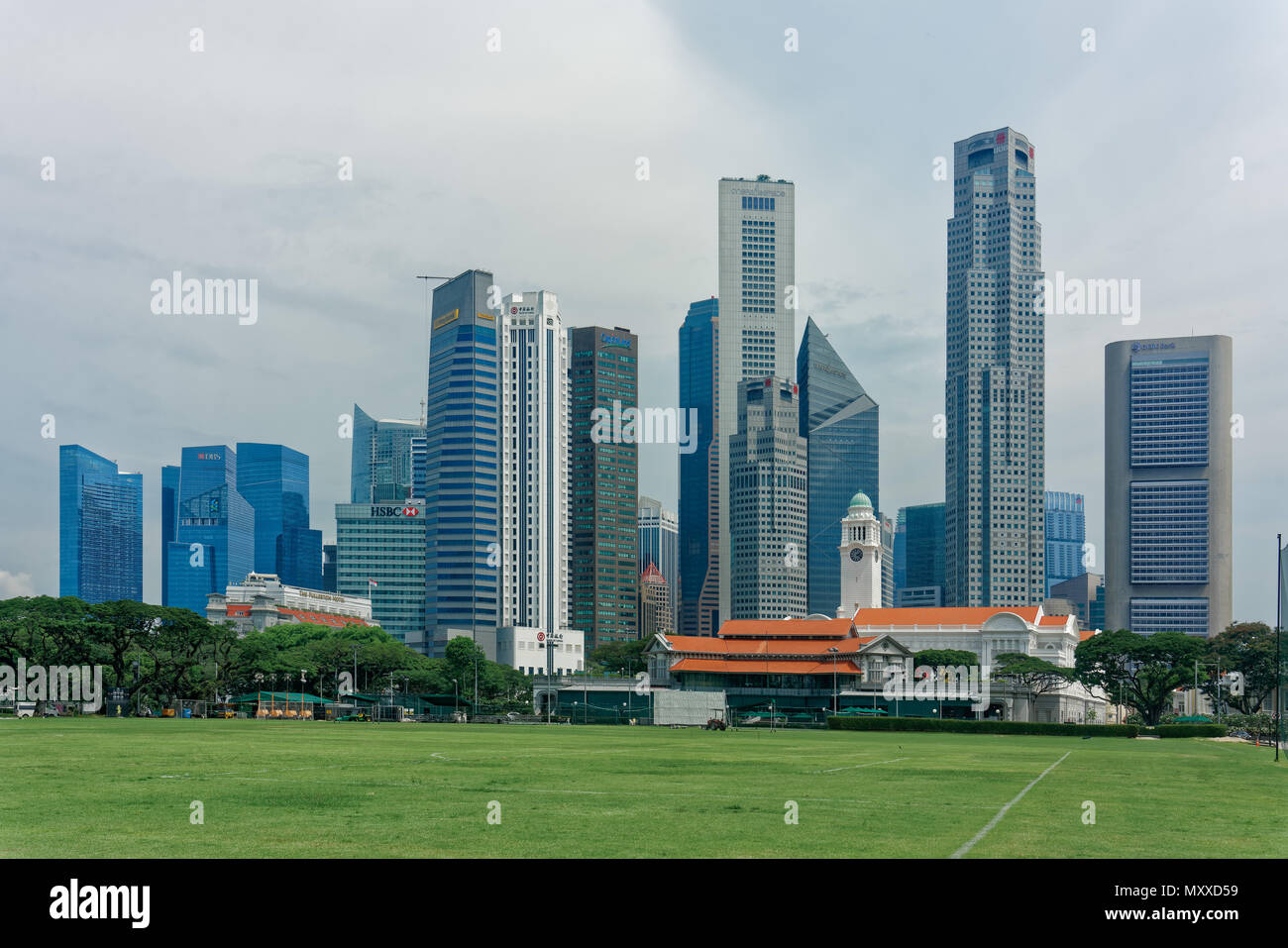 Padang with central Business District in the background Stock Photo