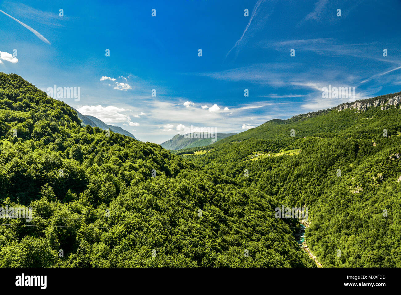 The Tara River and Canyon, and its countryside, in northern Montenegro Stock Photo