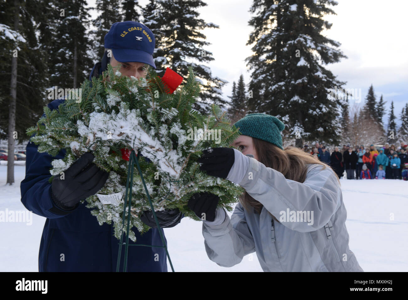 paul albertson commander coast guard sector anchorage places a wreath with a local volunteer for fallen military members during the wreaths across - Albertsons Hours Christmas paul albertson commander coast guard sector anchorage places a wreath with a local volunteer for fallen military members during the wreaths across - Albertsons Hours Christmas