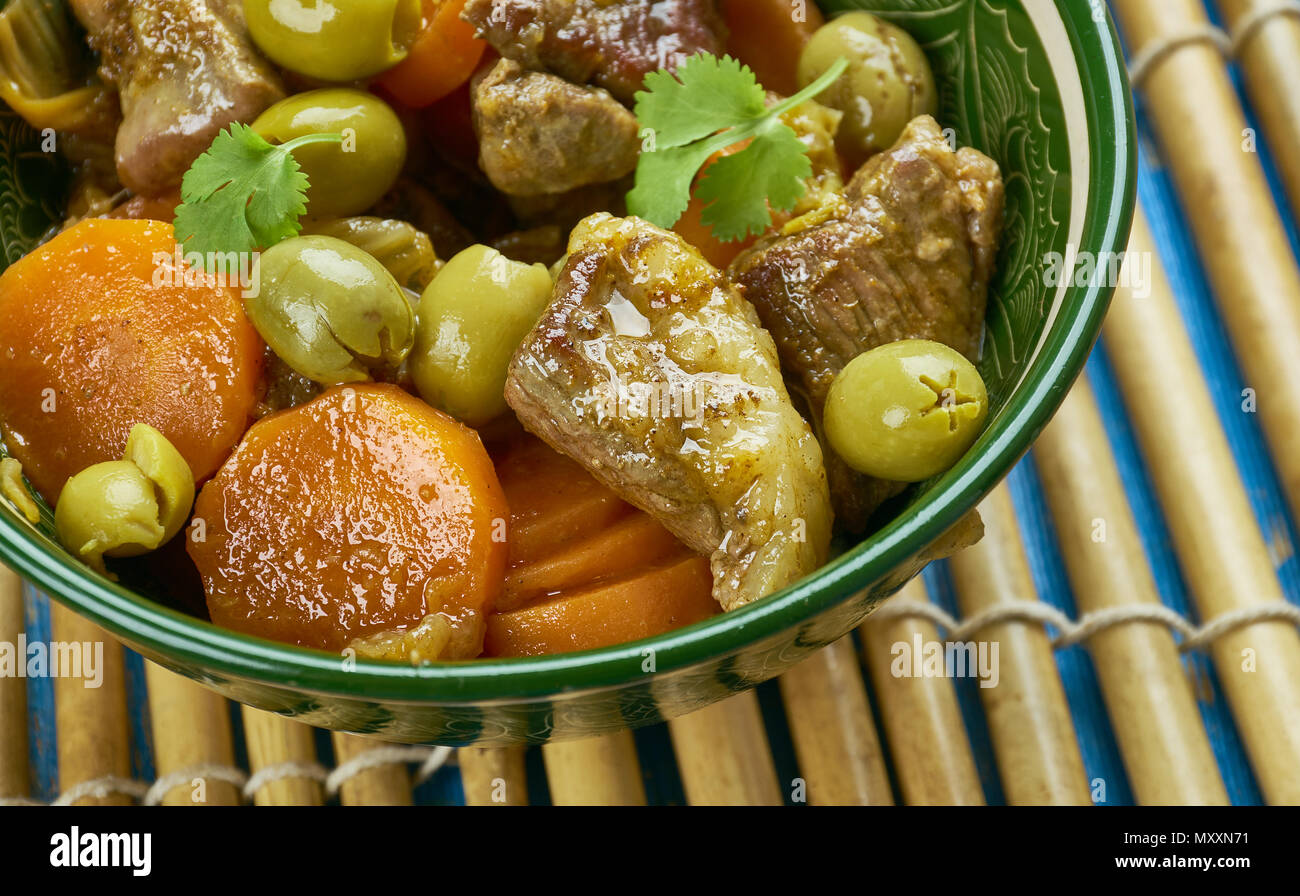 Moroccan lamb tagine with green olives Stock Photo Alamy
