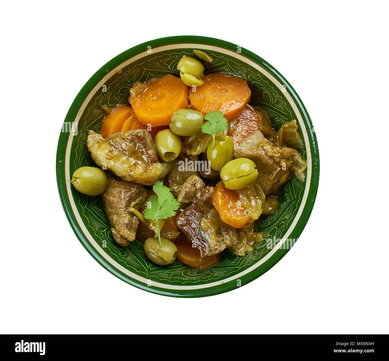 Moroccan lamb tagine with green olives Stock Photo Alamy