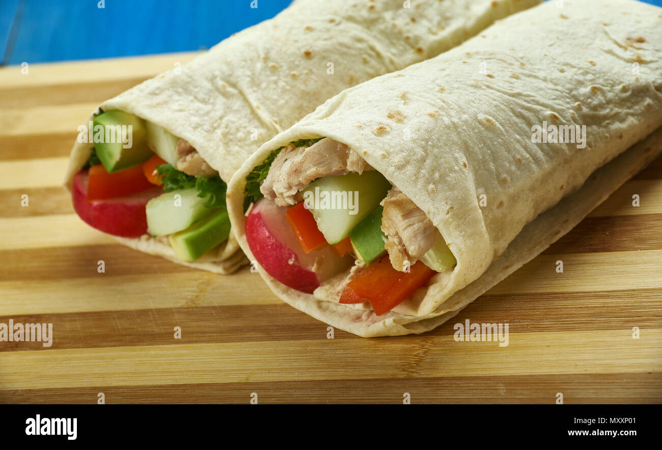 Buffalo Chicken Wraps , make a deep fried chicken wing with sauce and