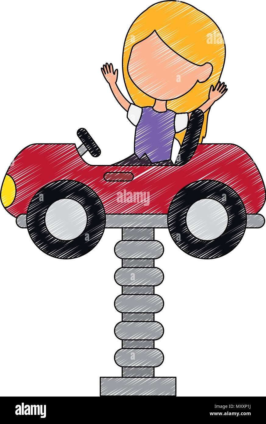 Spring Toy Cart little girl in cart toy with springvector illustration design Stock ...