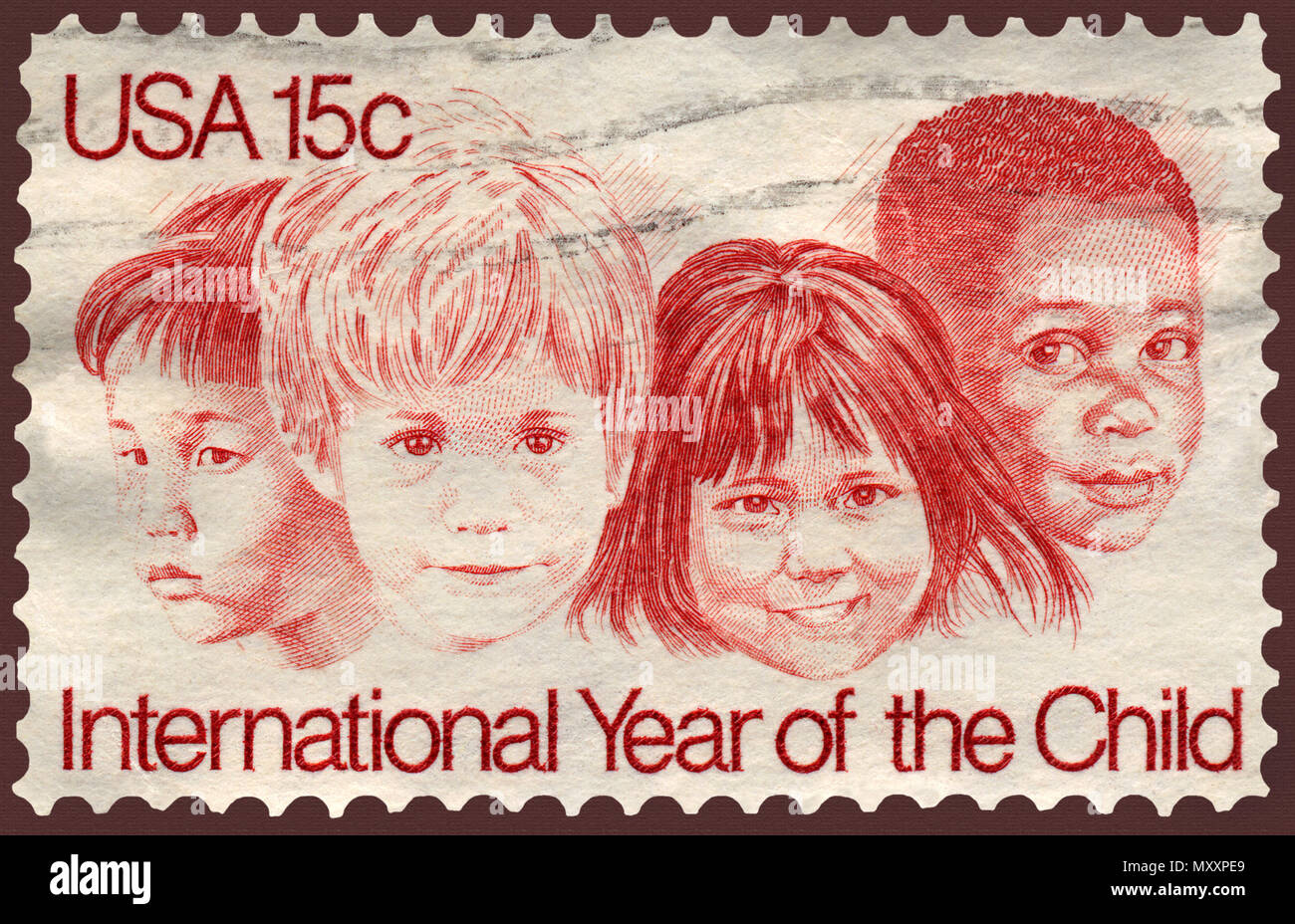 International Year of the Child Postage Stamp Stock Photo