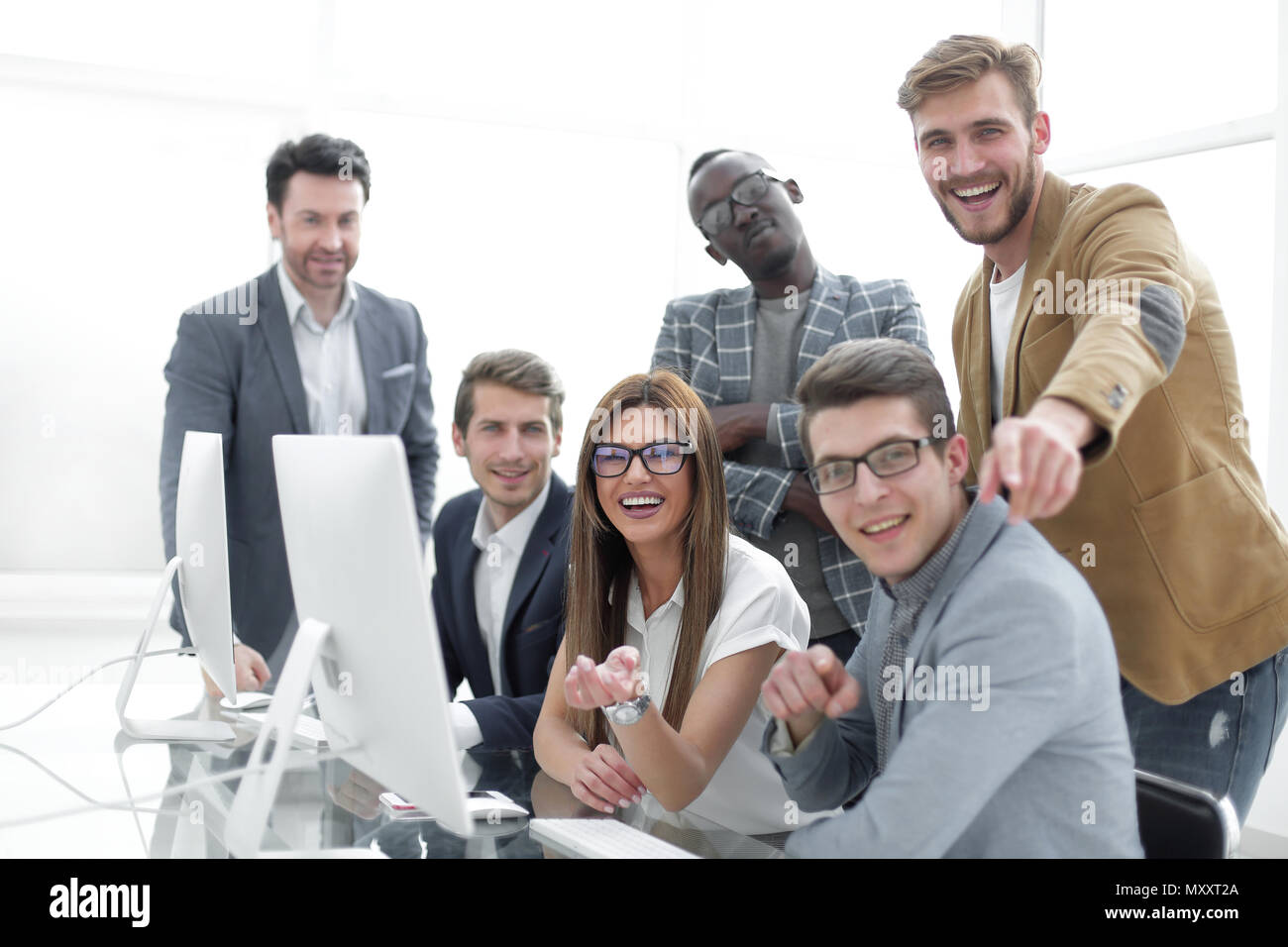 successful business team in the workplace Stock Photo - Alamy