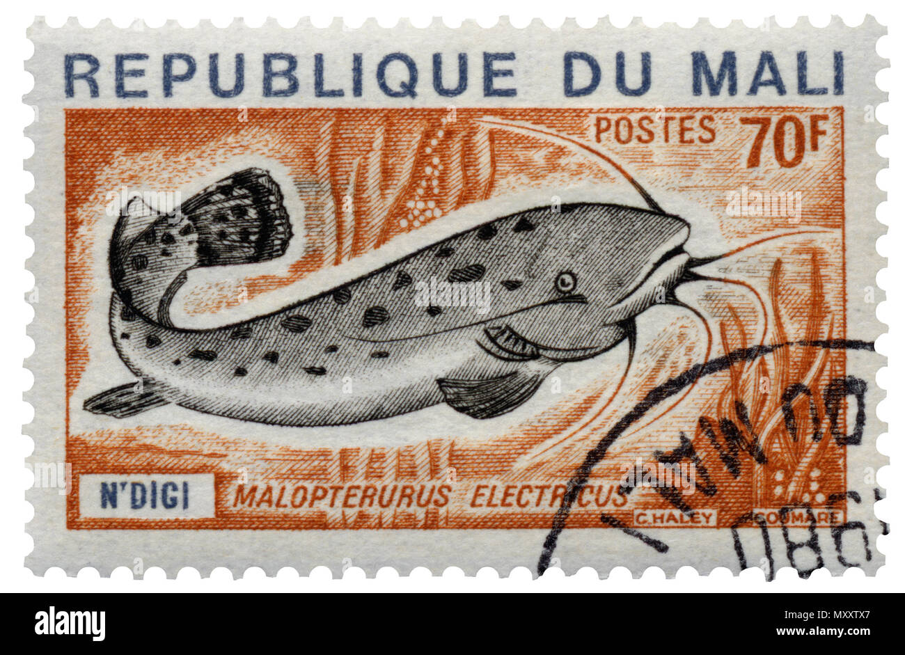 Fish on Mali Postage Stamps Stock Photo