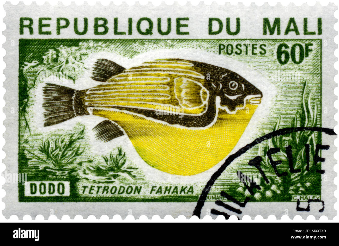 Fish on Mali Postage Stamps Stock Photo