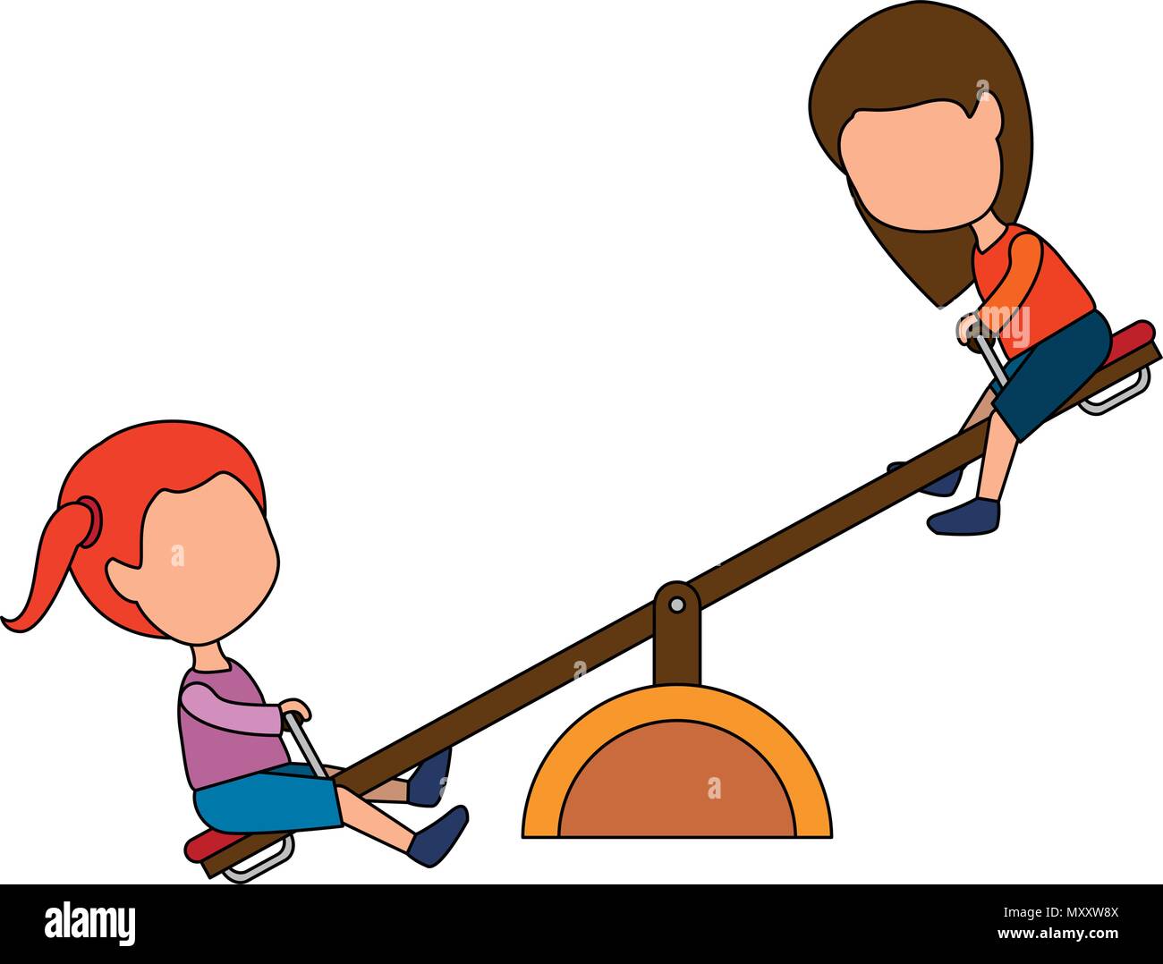 girls playing in up and down park playground vector illustration design ...