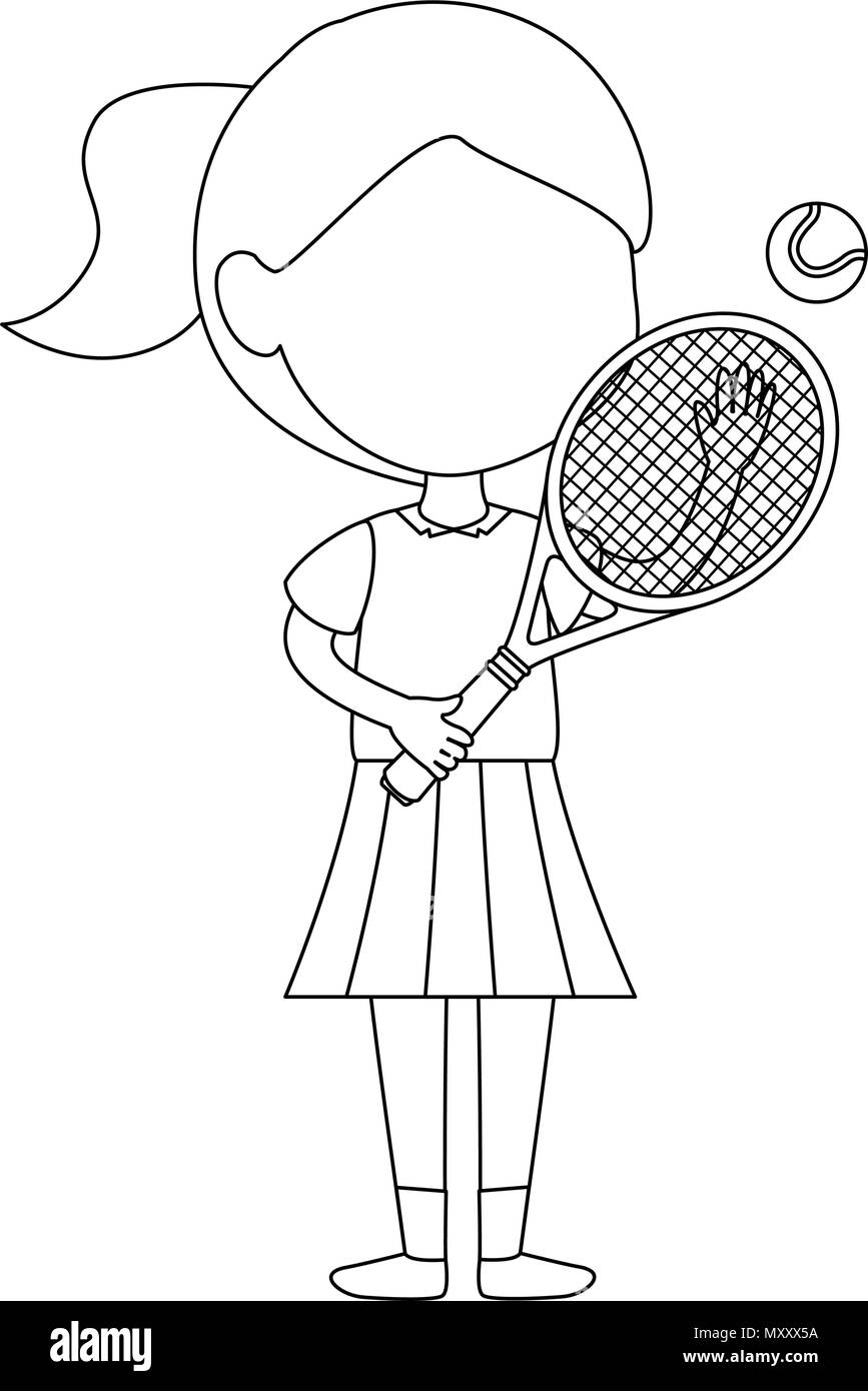 little girl playing tennis character Stock Vector