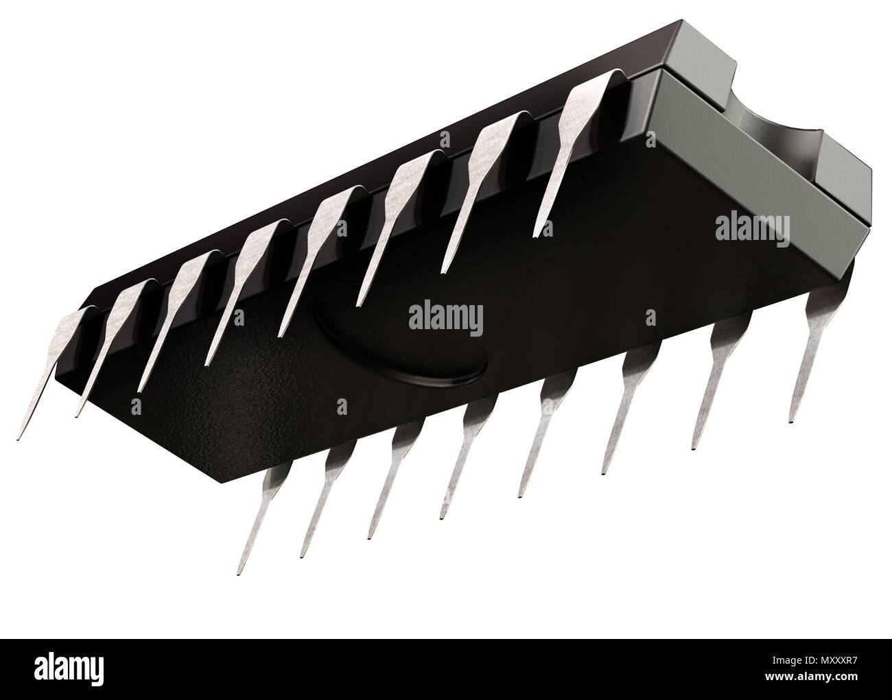 Integrated circuit or logic micro chip and new technologies on isolated. Stock Photo