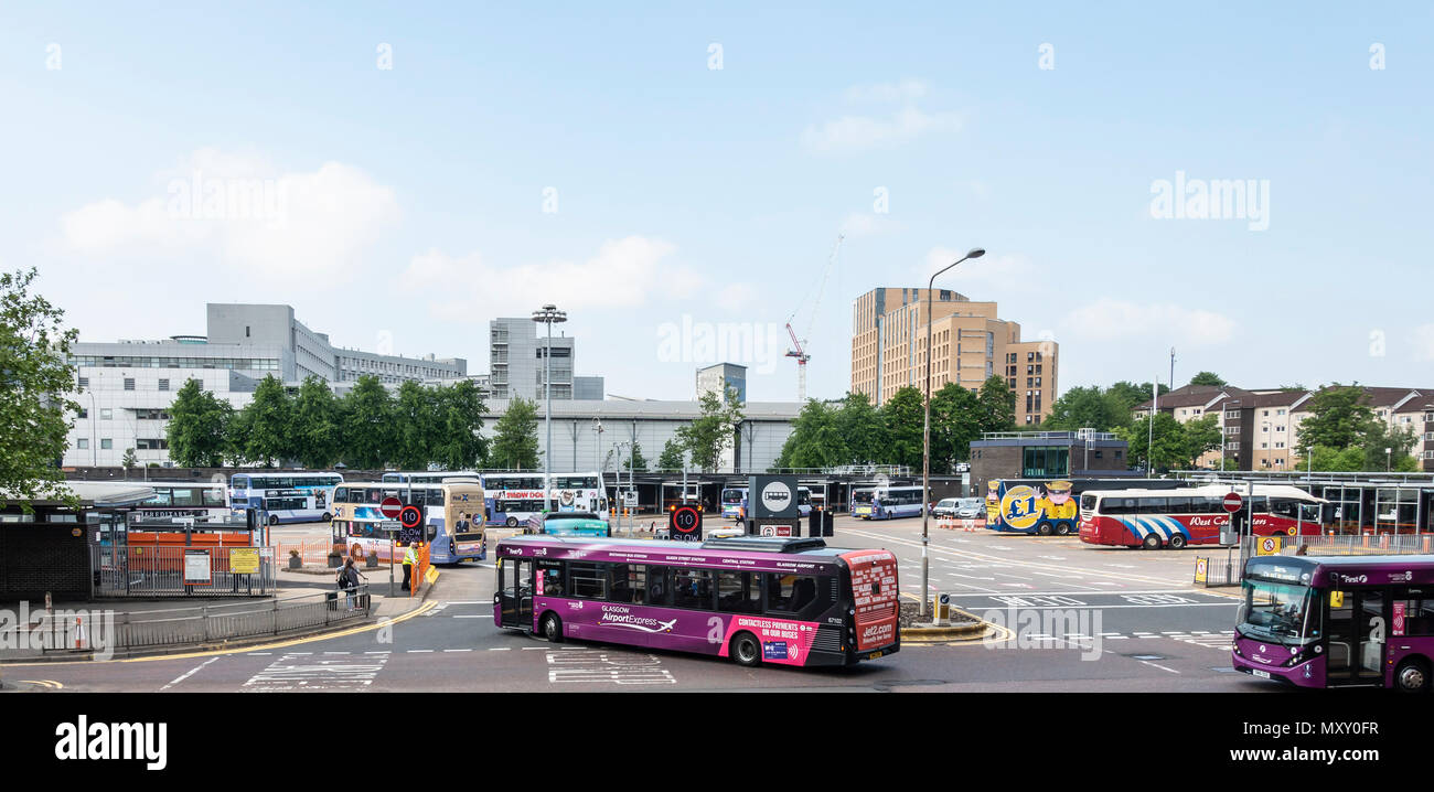 Elevated view of Buchanan Bus Station in central Glasgow, Scotland