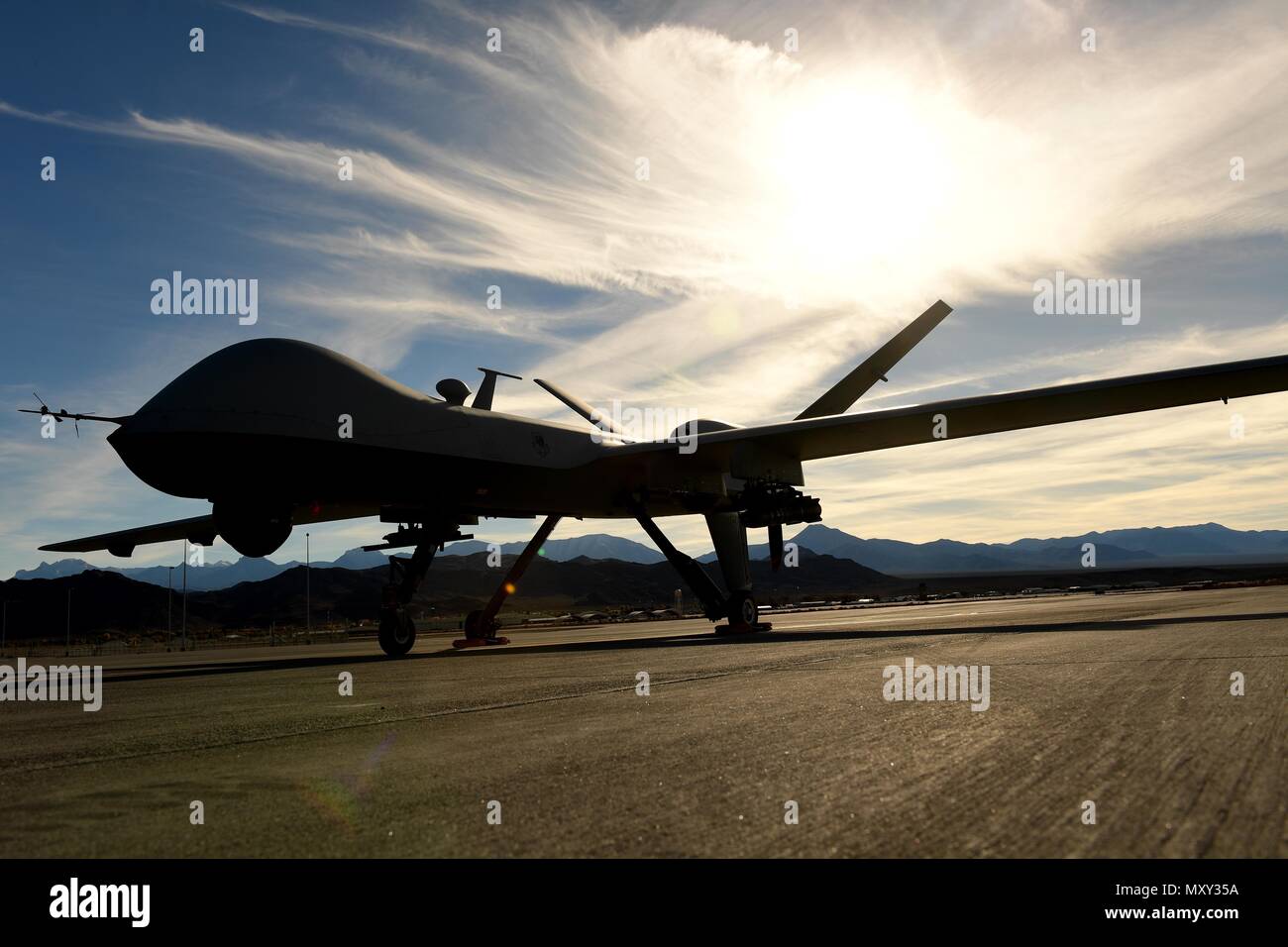 An MQ-9 Reaper sits on the flight line Nov. 22, 2016, at Creech Air ...