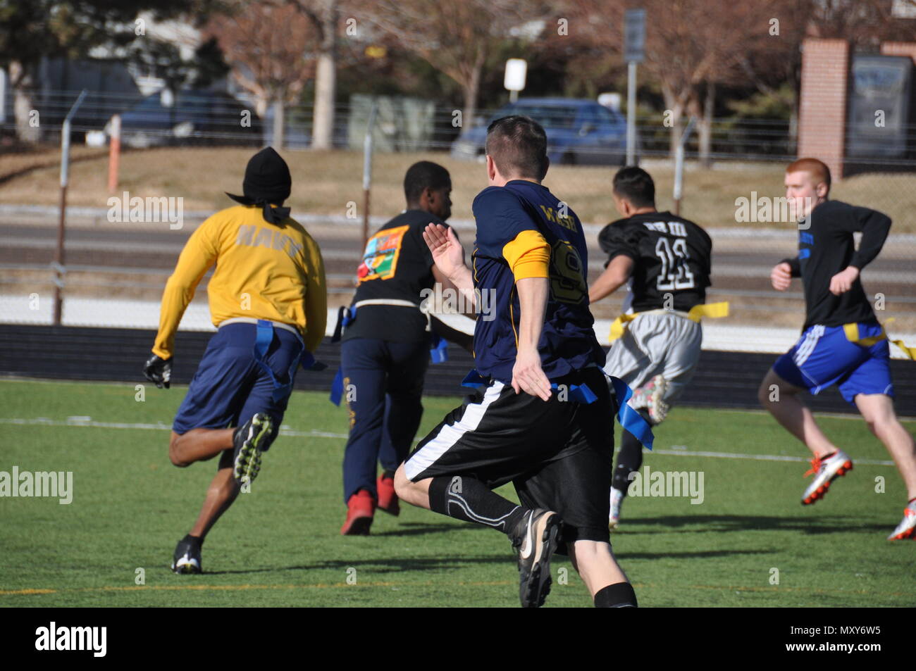 Aurora Colo Dec 9 2016 Sailors Assigned To Navy Information Operations Command Nioc Colorado Task Force 1080 Participate In An Annual Army Navy Flag Football Game At Buckley Air Force Base In Aurora Colo