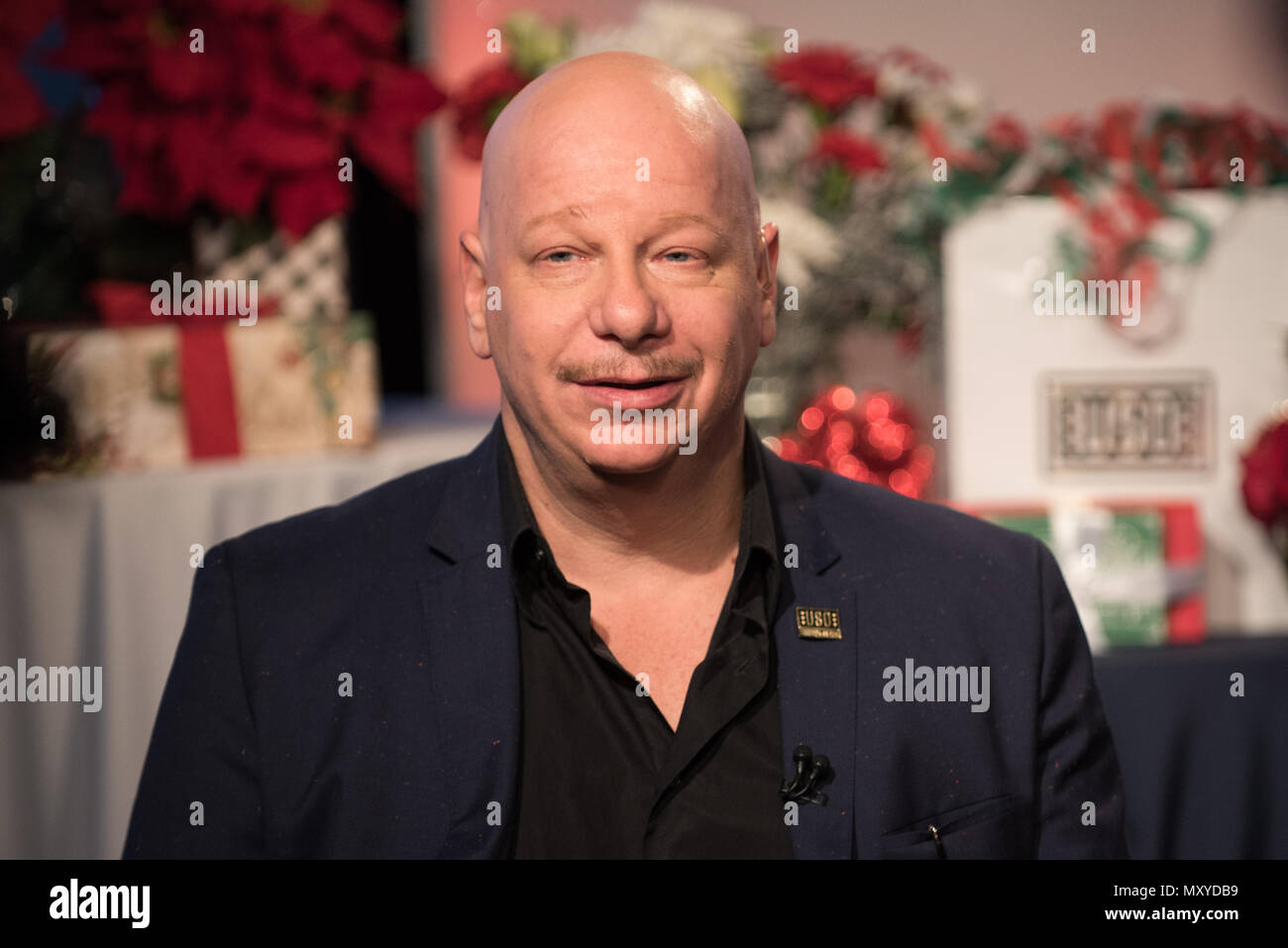 Comedian Jeff Ross participates in a television interview at the