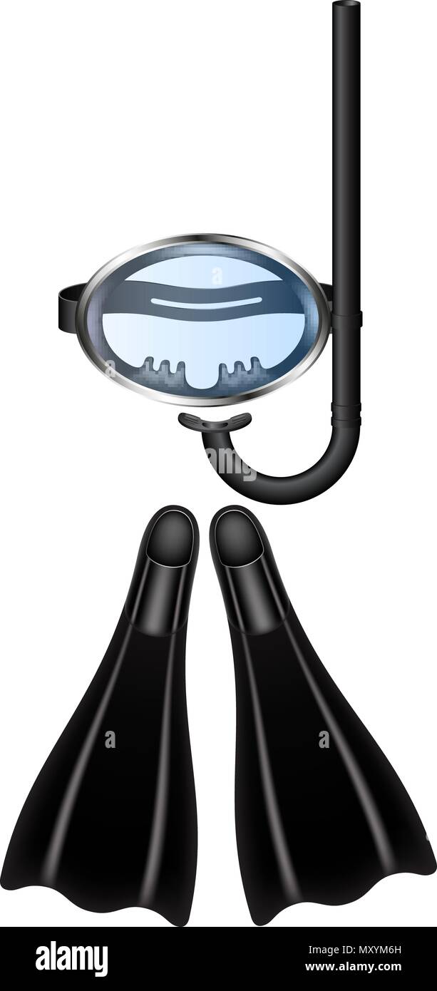 Retro diving goggles with flippers on white background Stock Vector ...