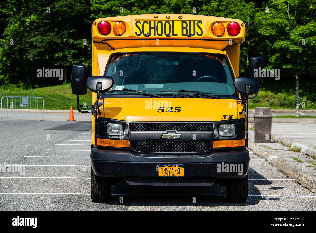 School buses parked on weekend Stock Photo Alamy