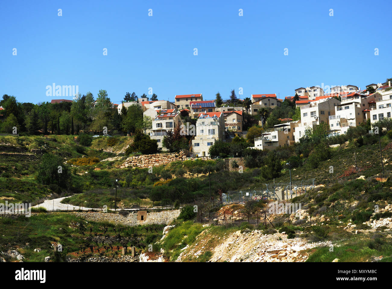 Jewish settlements and towns in the West Bank. Stock Photo