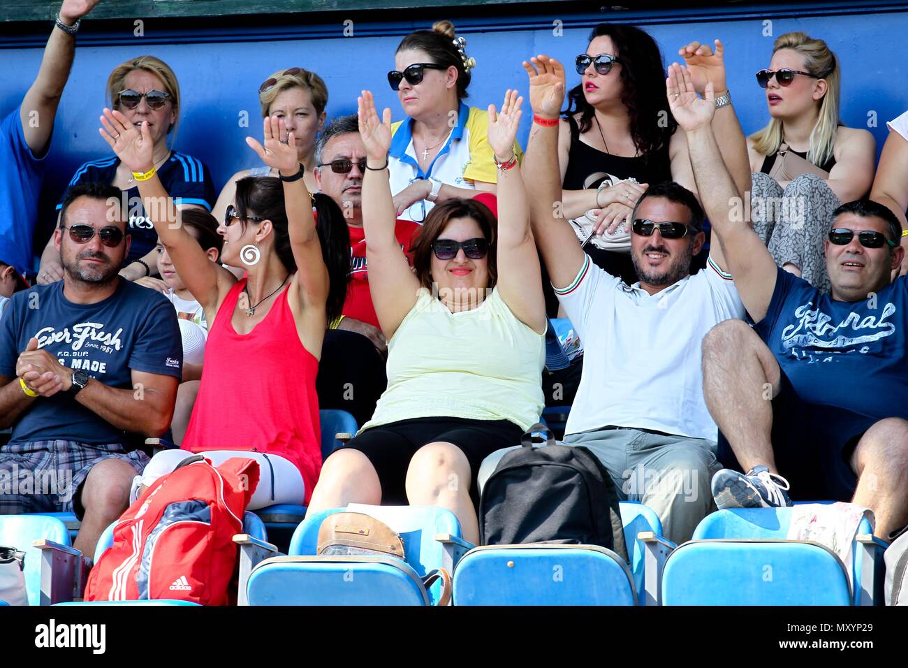 women fans cheer on their team Stock Photo