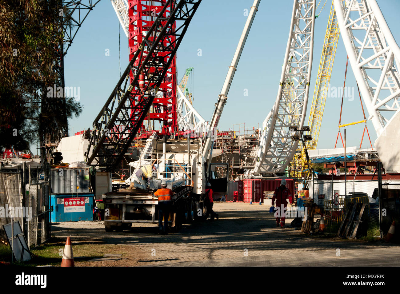 PERTH, AUSTRALIA May 21, 2018 Construction of Matagarup bridge on