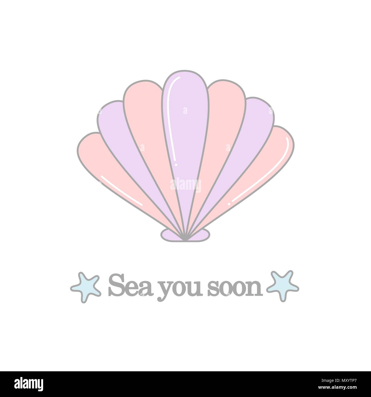 sea you soon quote vector illustration with colorful shell Stock Vector ...