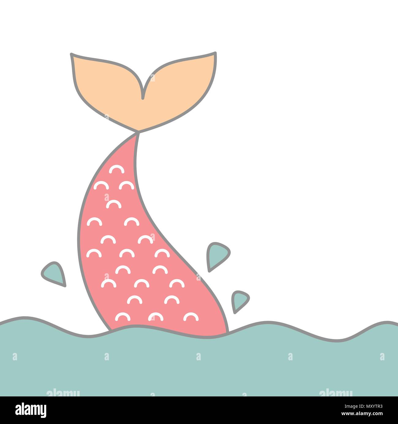 Cute Cartoon Vector Illustration With Mermaid S Tail Stock Vector Image Art Alamy
