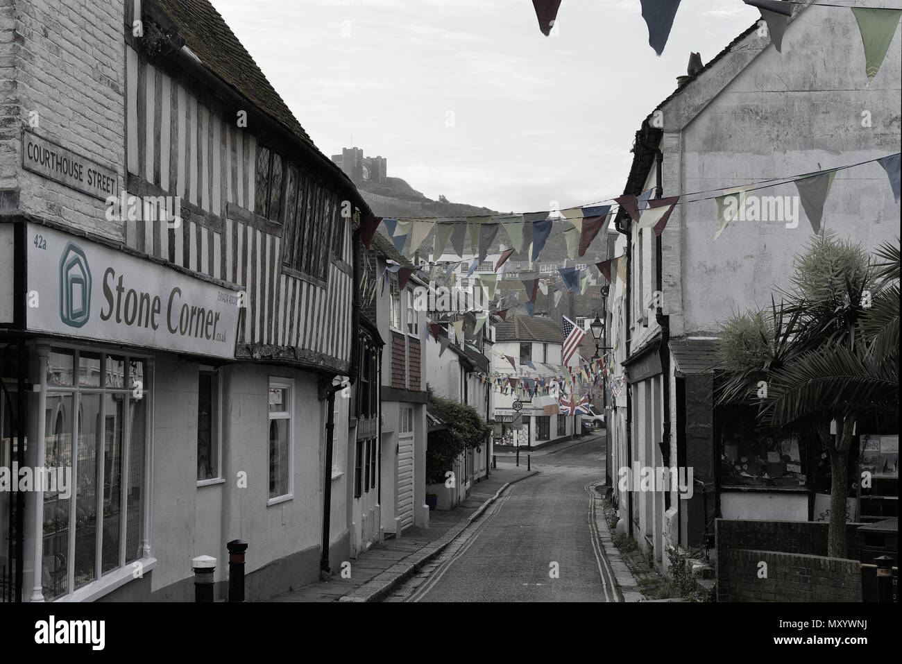 Courthouse Street, Old town, Hastings, East Sussex, England, UK Stock