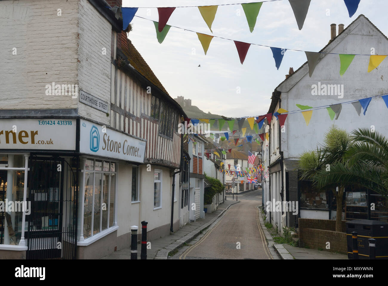 Courthouse Street, Old town, Hastings, East Sussex, England, UK Stock