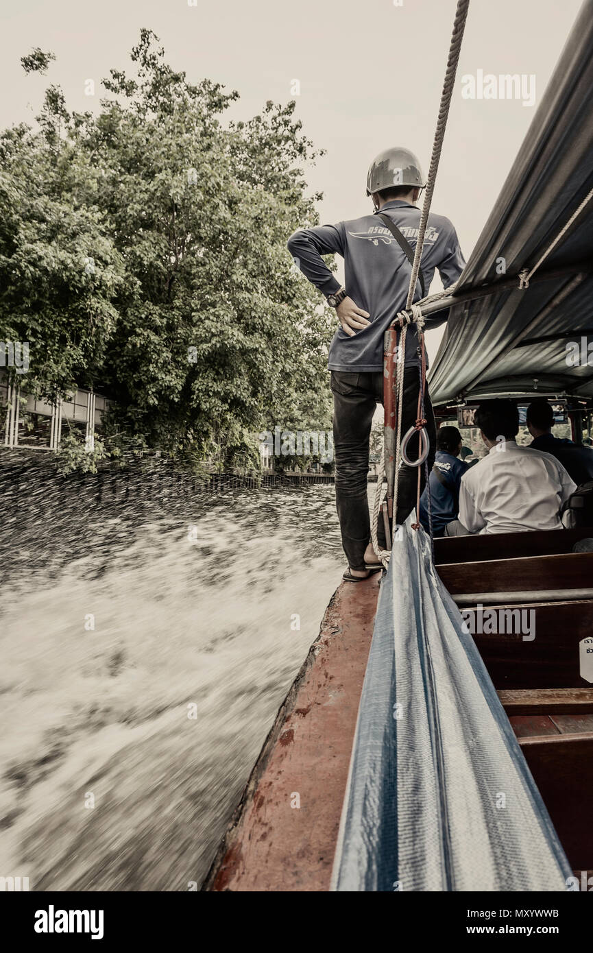 Khlong Saen Saep Express Boat service, Bangkok, Thailand Stock Photo
