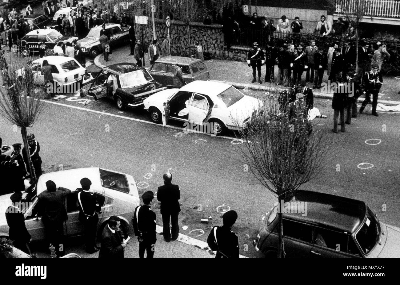 ambush and kidnapping of aldo moro, via mario fani, Rome, 16 March 1978 Stock Photo