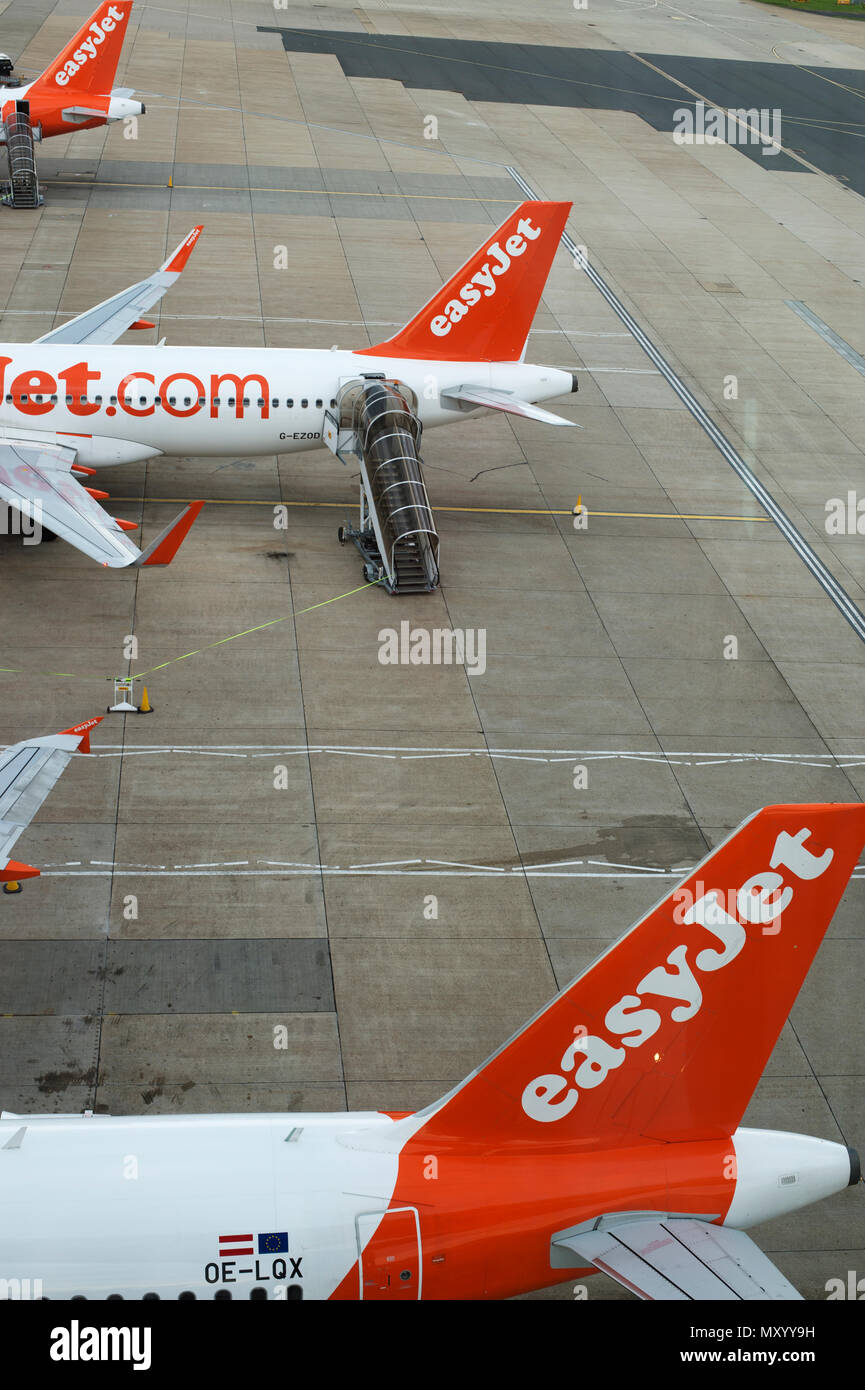Easy Jet planes on the tarmac at Gatwick airport Stock Photo