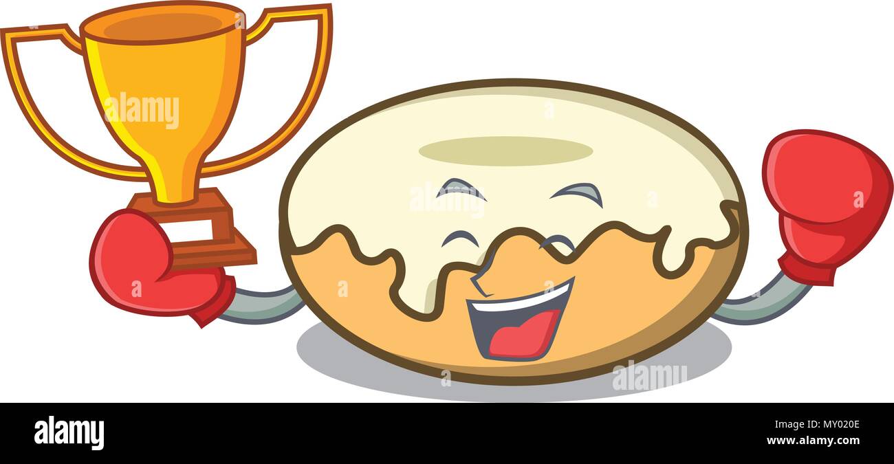 Boxing winner donut with sugar mascot cartoon Stock Vector Image & Art