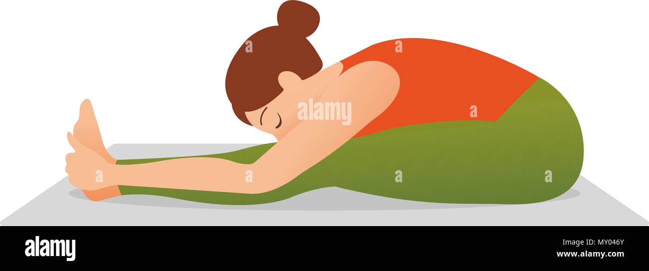 young beautiful woman doing stretching exercise on yoga Stock Vector