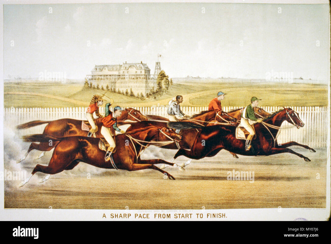 FREDERIC REMINGTON HORSE RACING A CLOSE FINISH JOCKEY 1887 RACE HORSE ENGRAVING