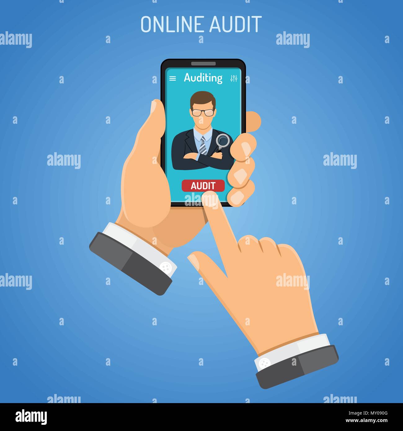 Online Auditing, Tax, Accounting Concept Stock Vector