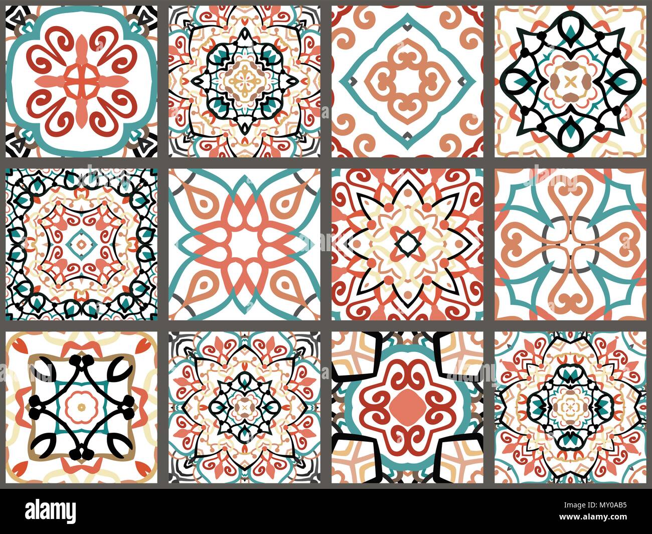 Arabic decorative tiles Stock Vector