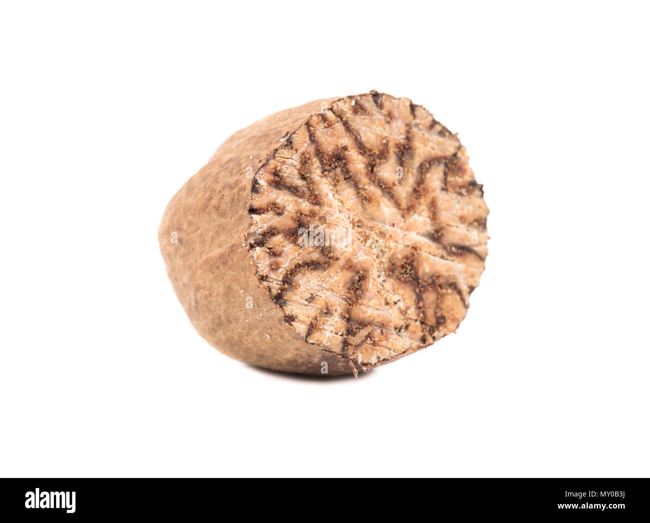 Half of nutmeg isolated on white background Stock Photo Alamy