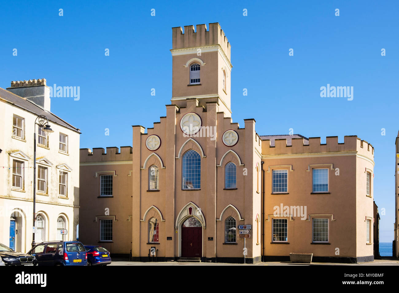 Old St Mary's Church former parish and garrison church for the town. Market Square, Castletown, Isle of Man, British Isles Stock Photo