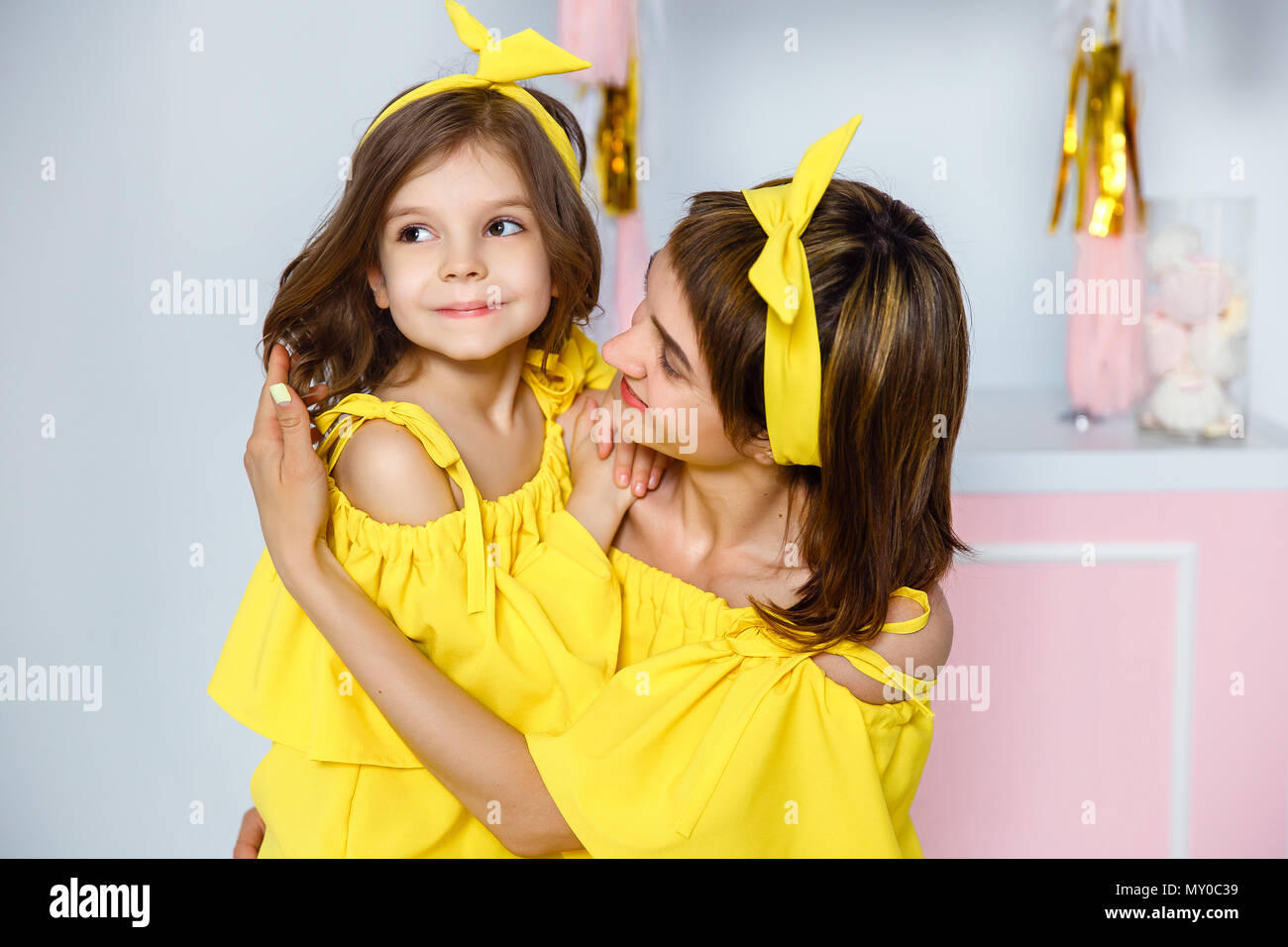 yellow dress mom and daughter