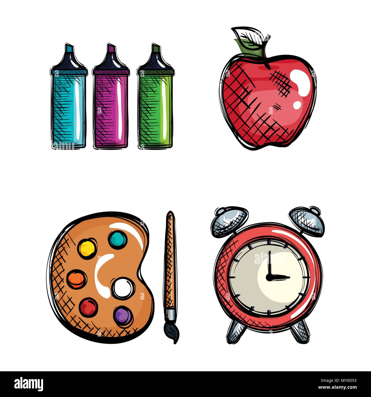 back to school set icons drawings Stock Vector Image & Art - Alamy