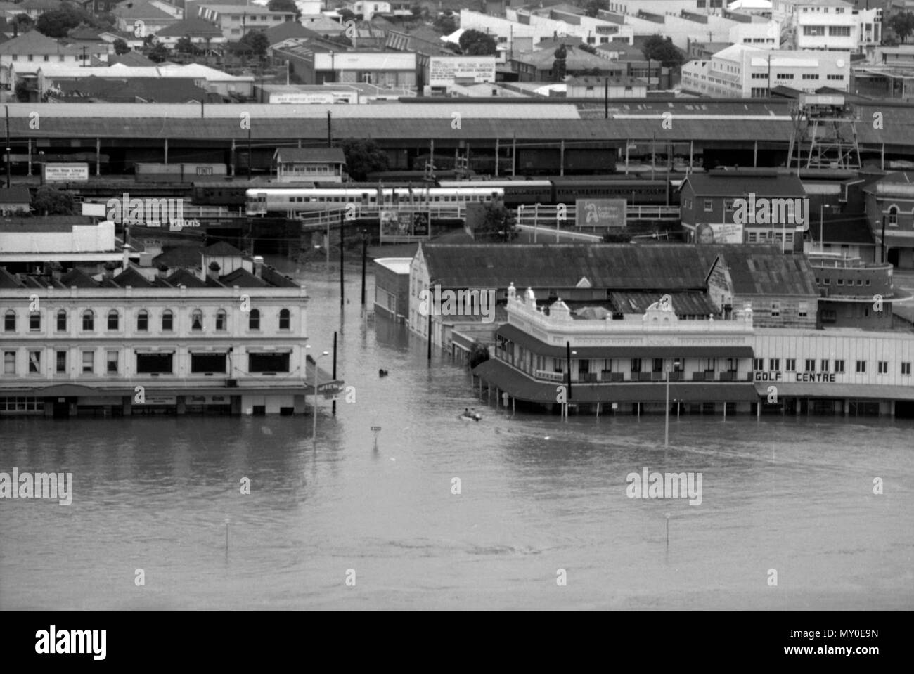 South Brisbane during flooding, January 1974. Stock Photo