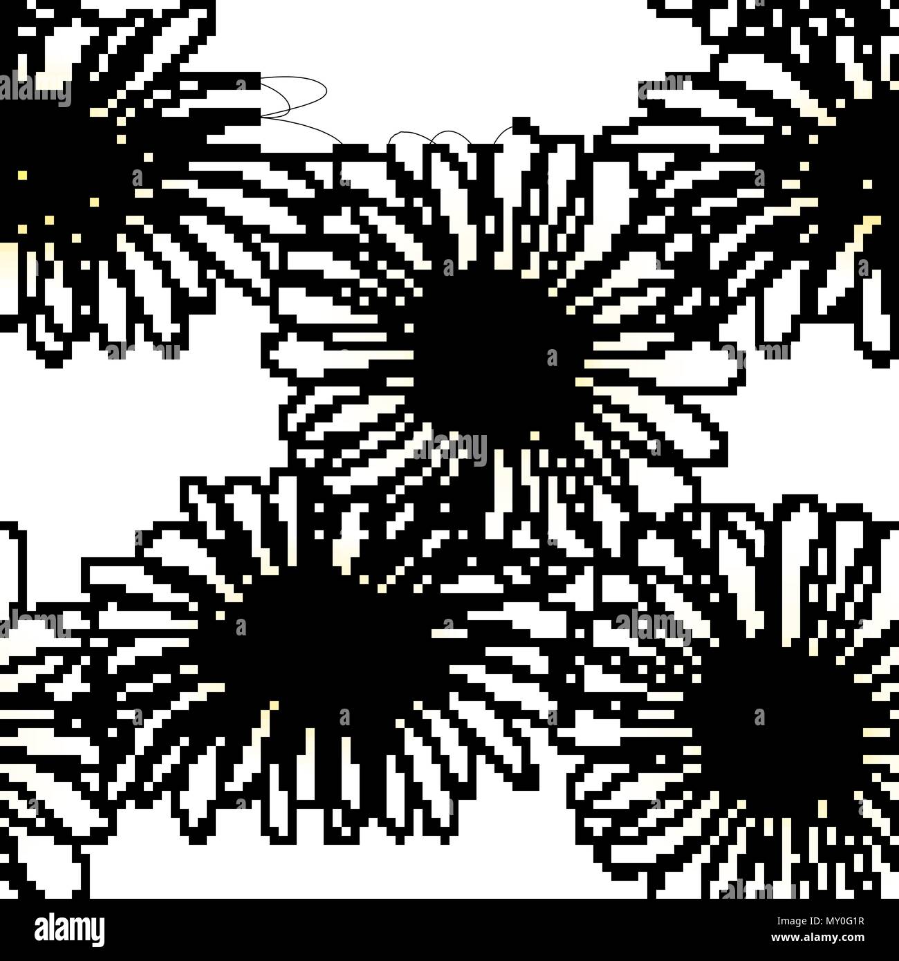 vector seamless pattern with drawing daisy flower, floral background ...