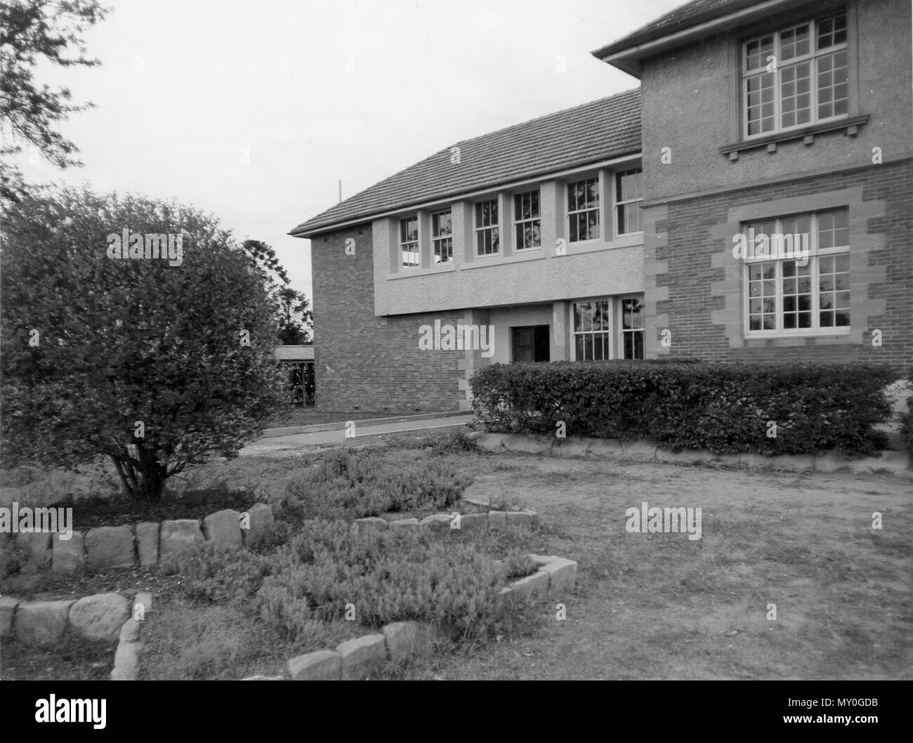 Warwick Technical College, June 1958. Technical classes began at the Warwick School of Arts in 1896. It separated into the Warwick Technical College in 1906 and a new building opened in 1910. Stock Photo