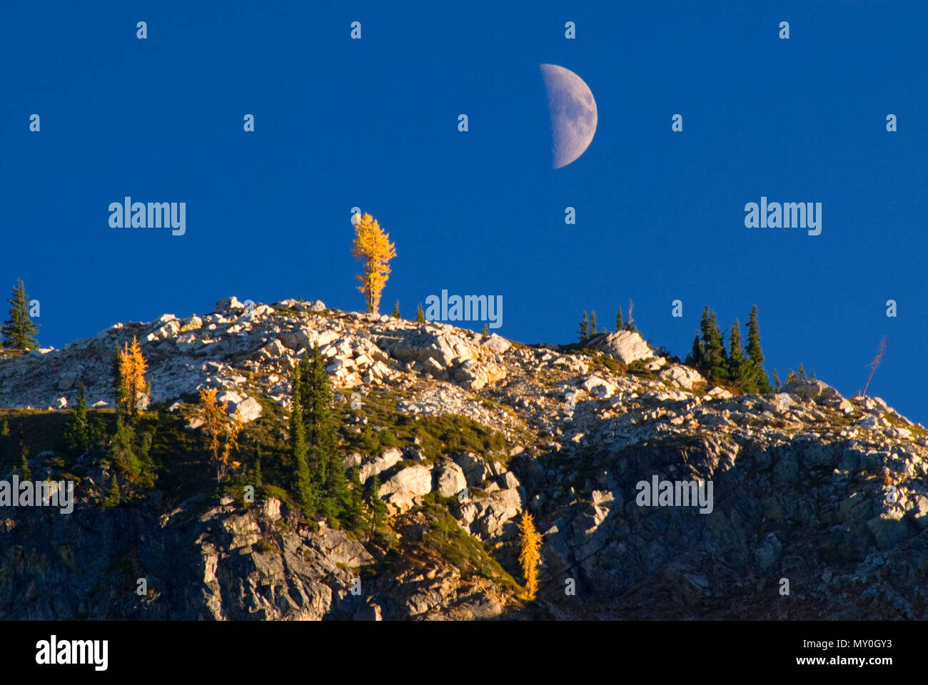 Moonrise over ridge from Heather Pass, , Okanogan National Forest ...